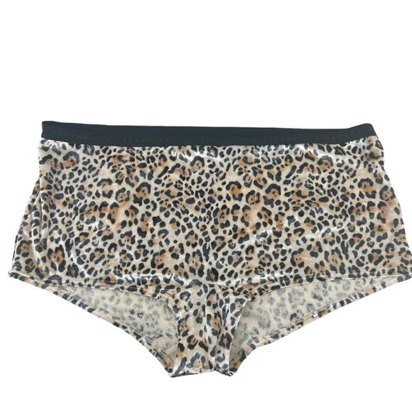 Victorias Secret SEXY Shortie Boy Shorts Panty Pantie Crushed Velvet Leopard XL - Picture 2 of 6